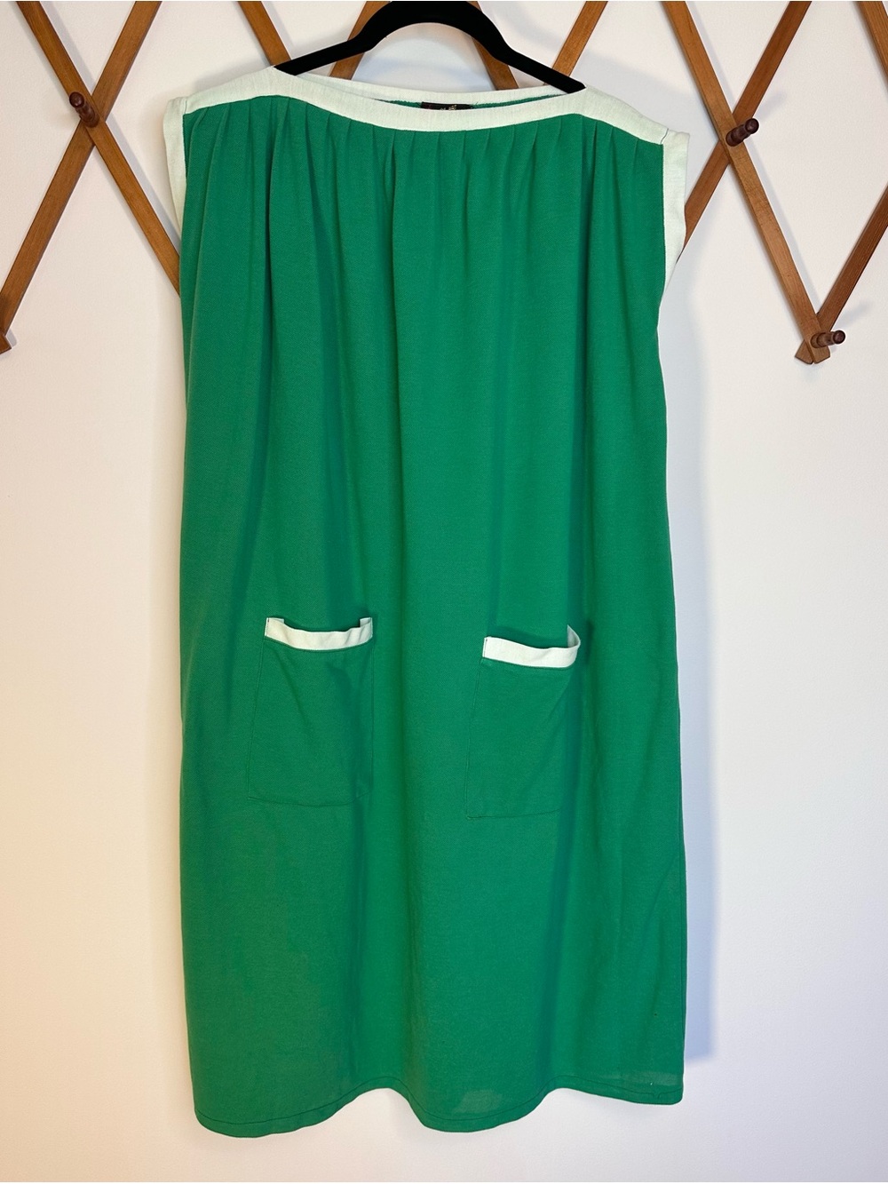 Vintage Green 80s 90s Colorblock Shift Dress - Shanghai Knitting - Oversized